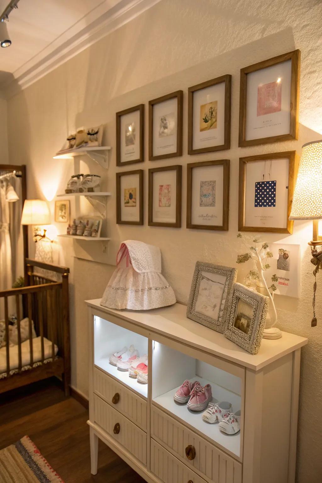 Show off baby keepsakes beautifully with shadow boxes.