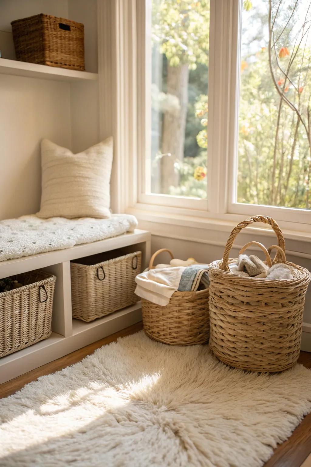 Textural elements can add coziness and appeal to the baby's corner.