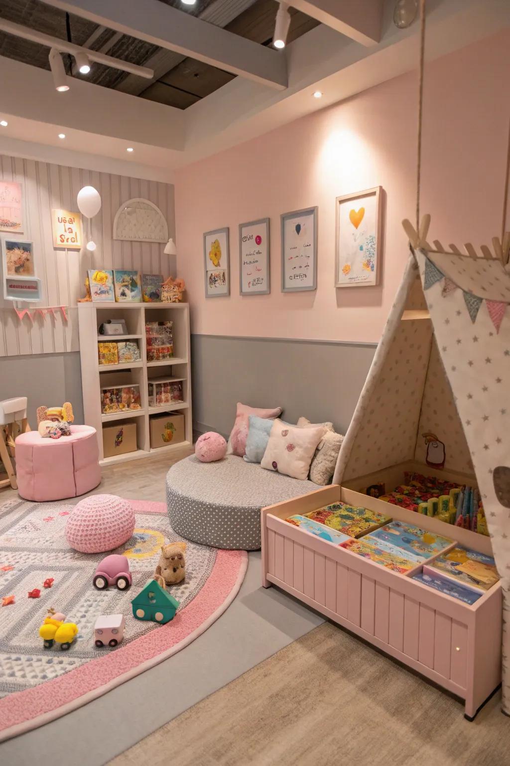 An interactive play corner beckons learning and joy.