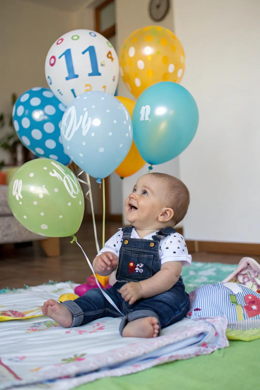 Balloons bring a festive feel to monthly photo sessions.