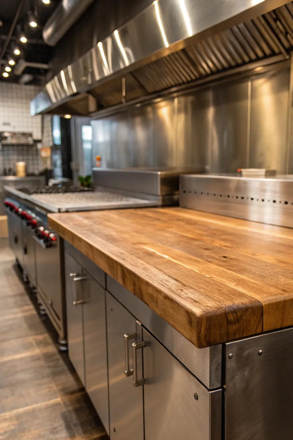 Attain industrial chic through a stainless steel backsplash.
