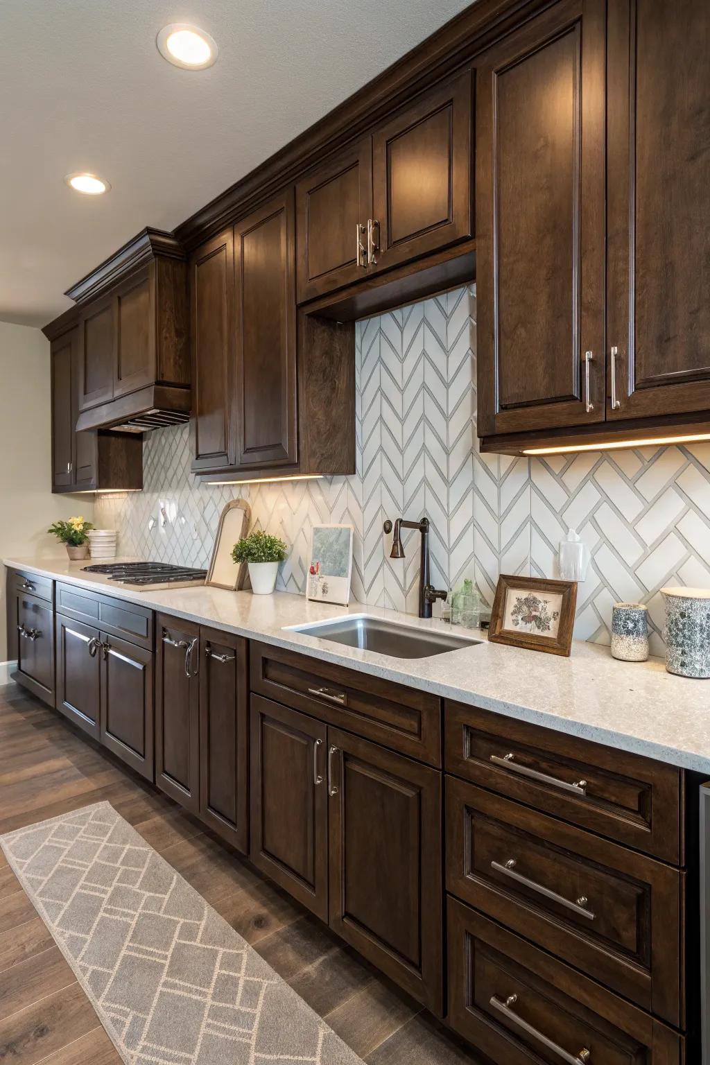 Subtle texture with light gray chevron.