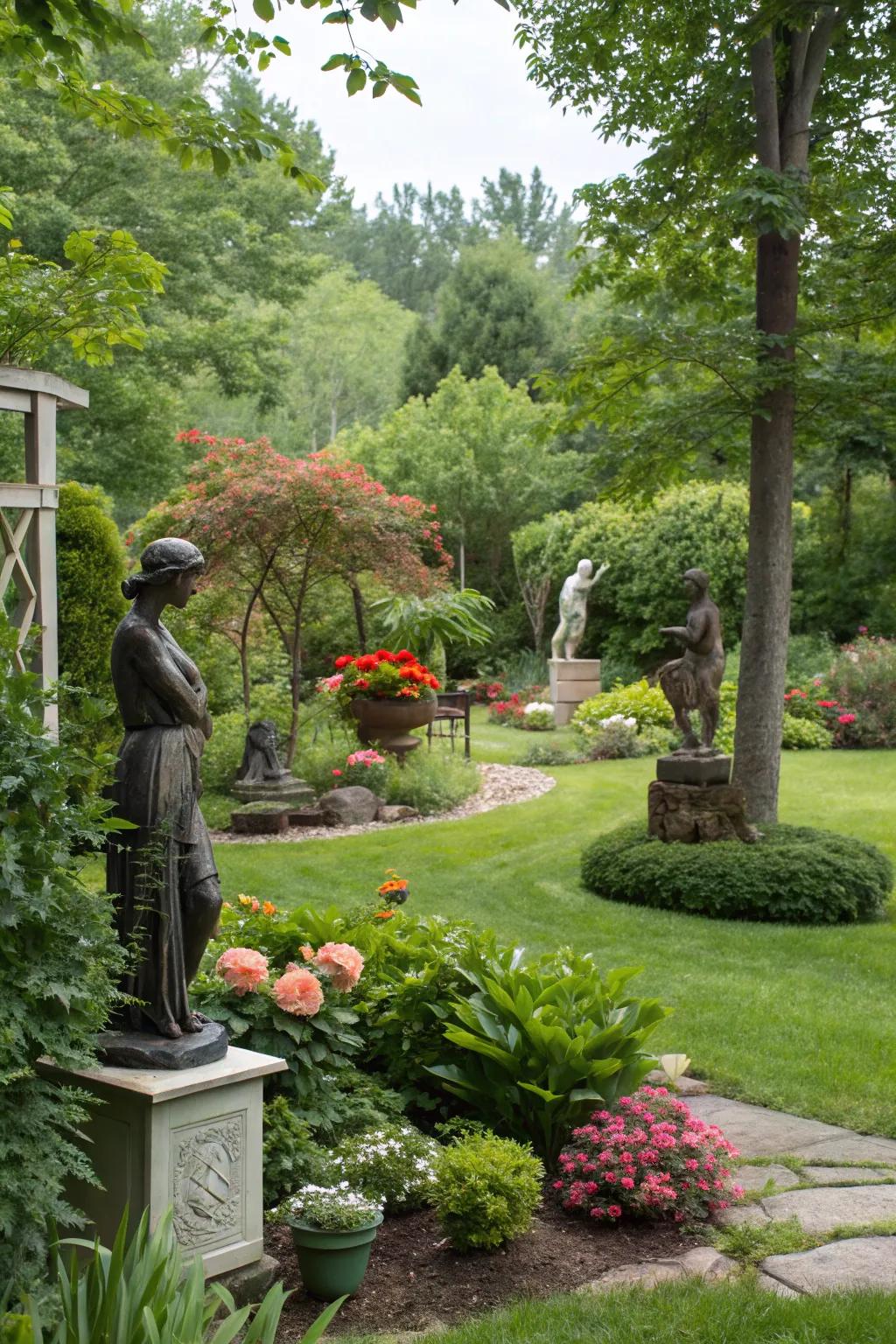 Garden statues bring an artistic style to your easement.