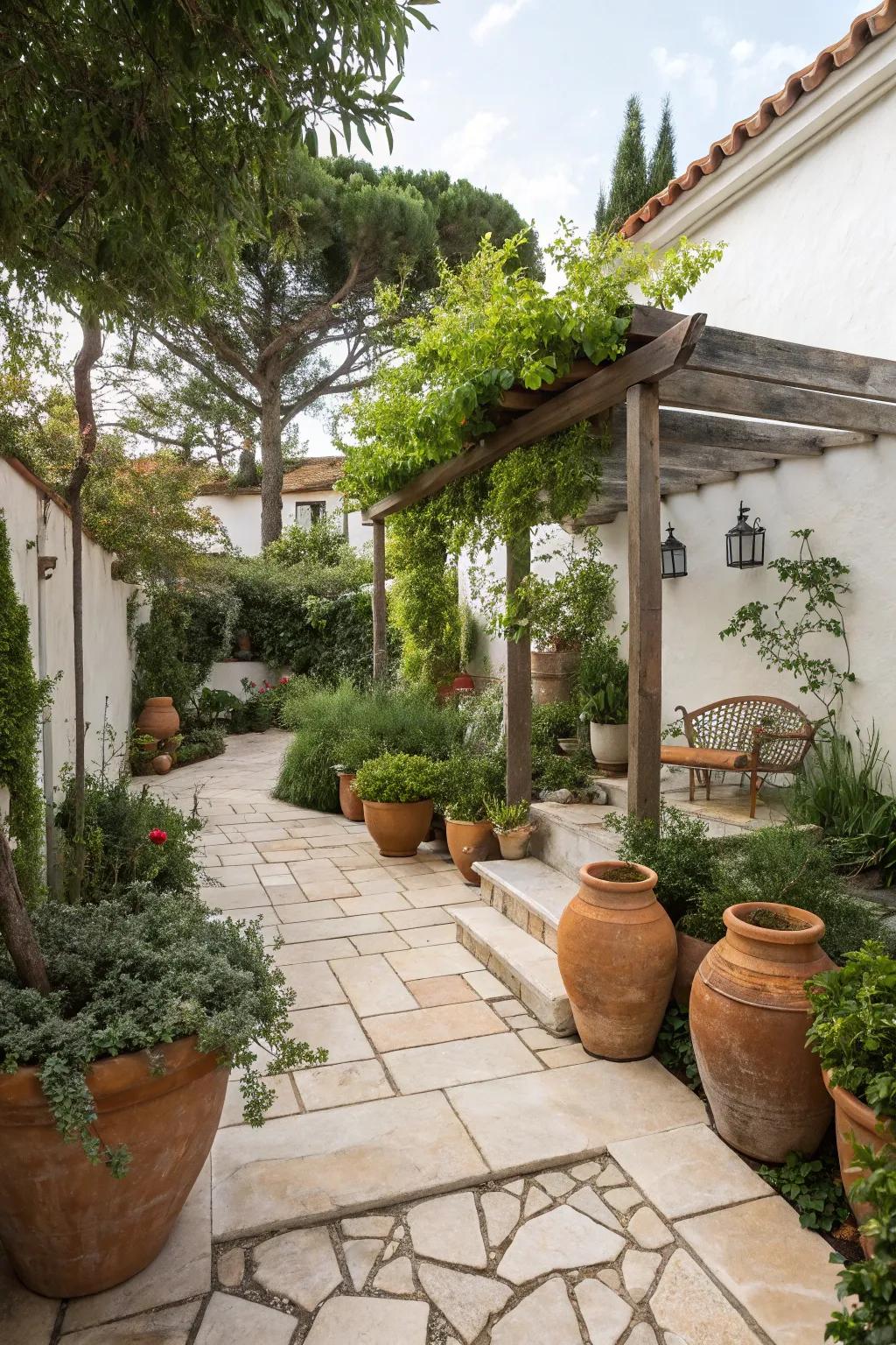 Travertine tiles bring Mediterranean elegance to your space.