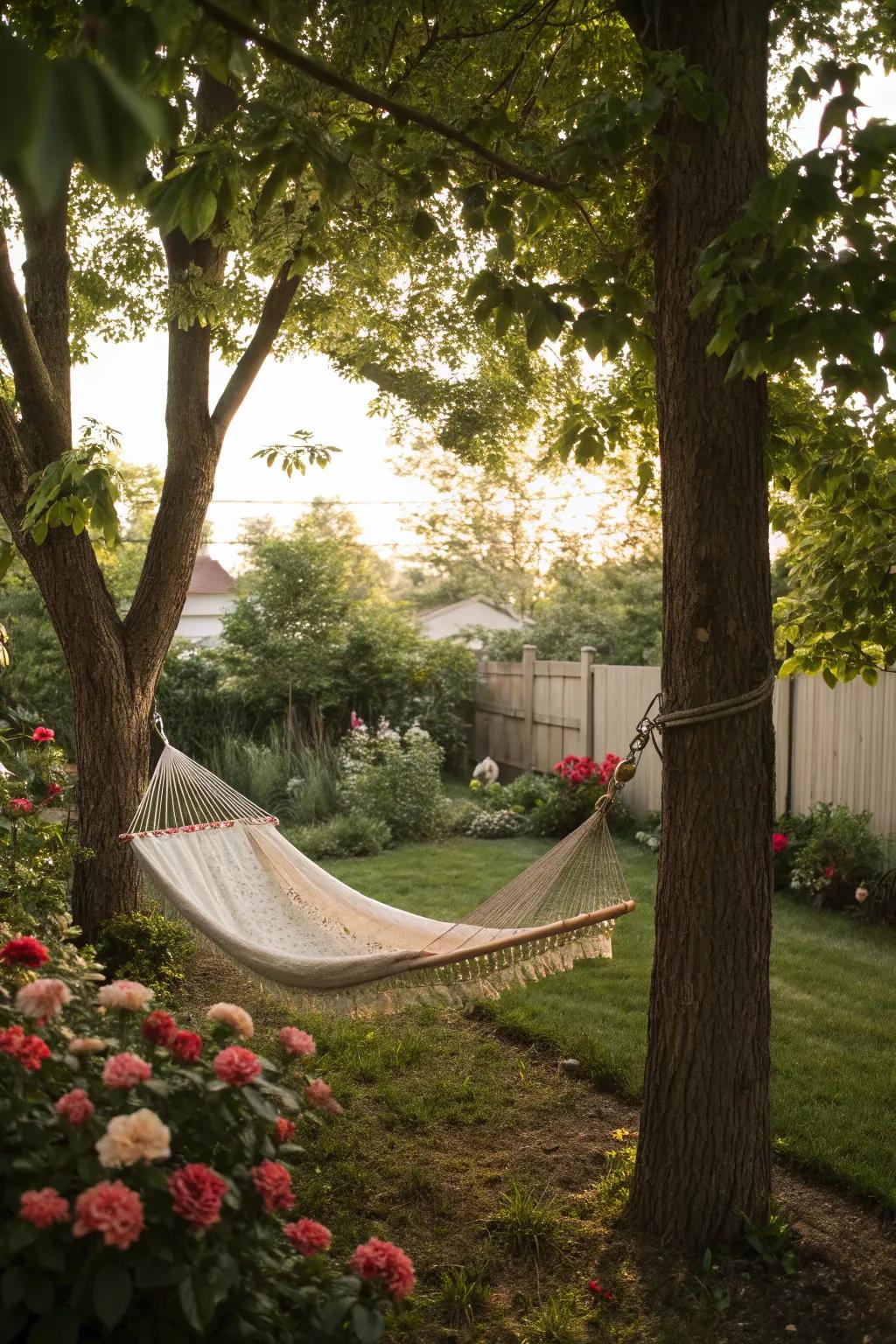 A sling is the classic icon of leisure in a garden.