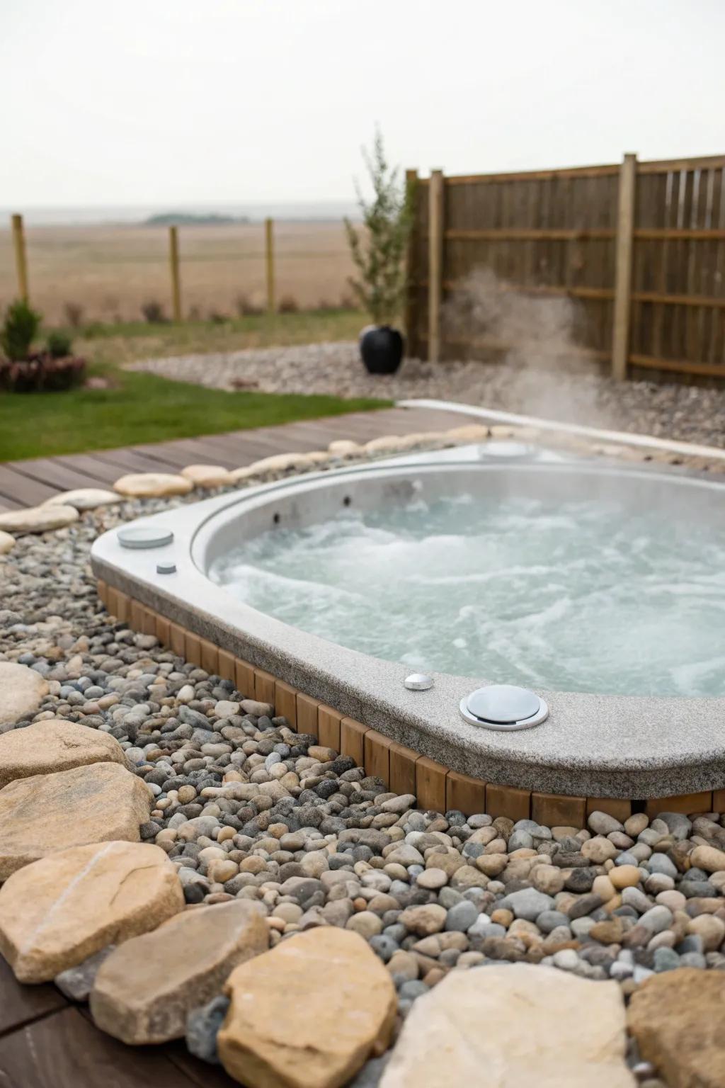 Shingle delivers an organic, textured aesthetic surrounding the hot tub.