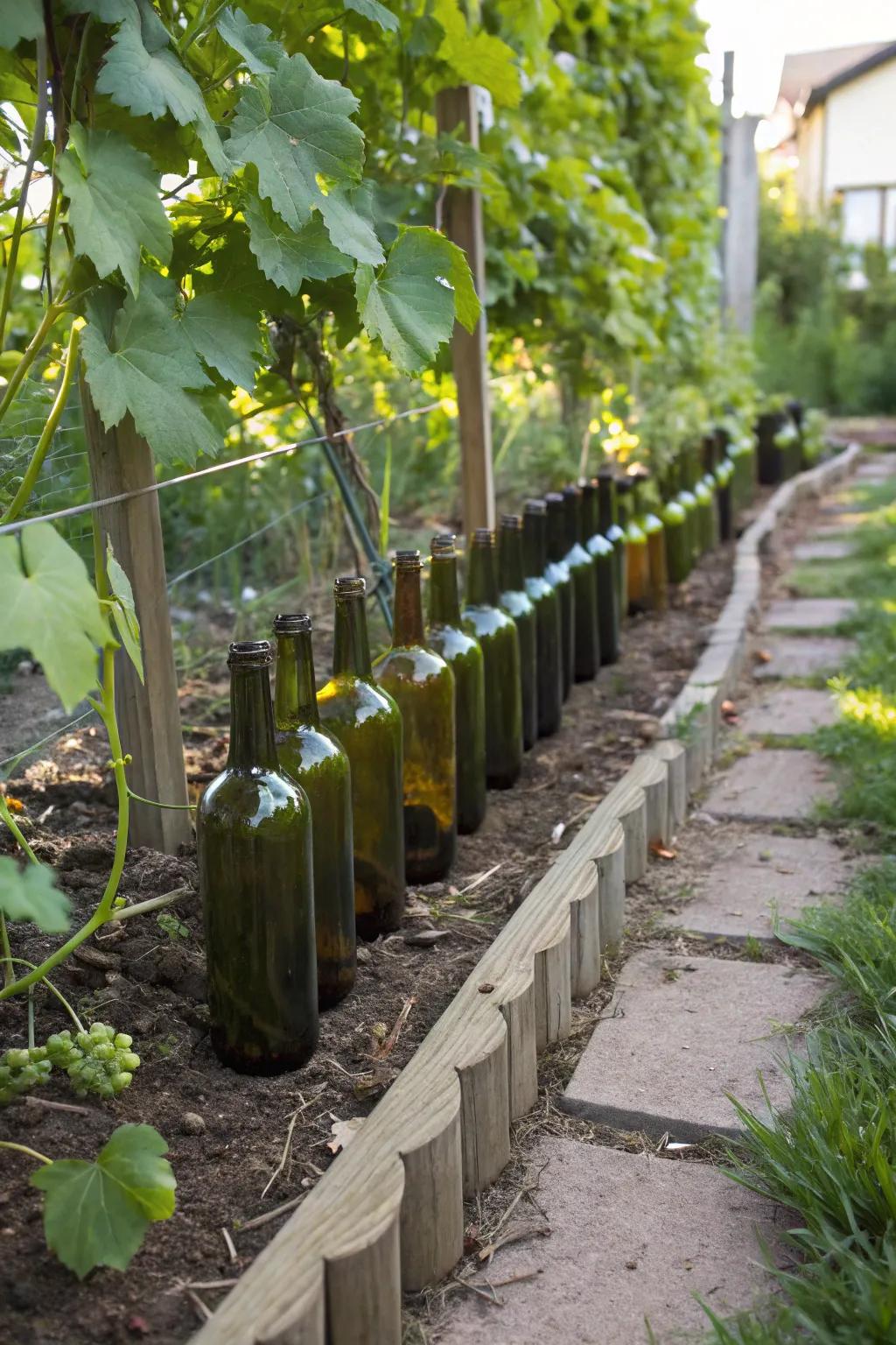 Creative bottle edging adds a personal touch.