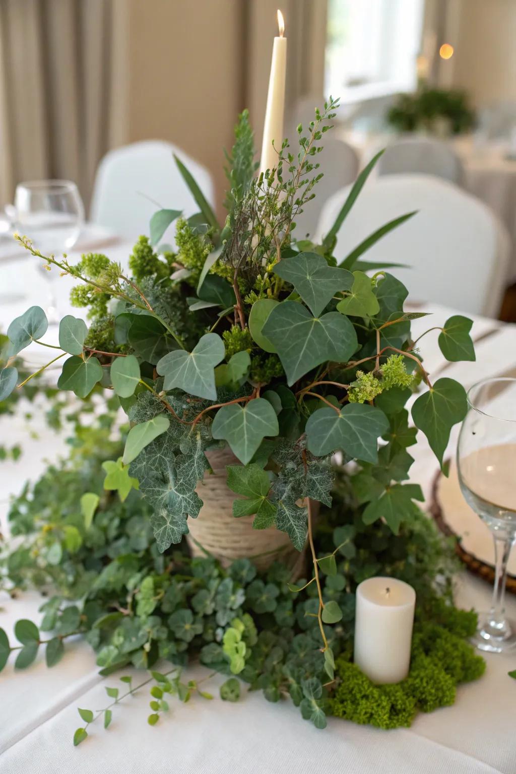 Plants introduce an elegant and simple accent to any centerpiece.