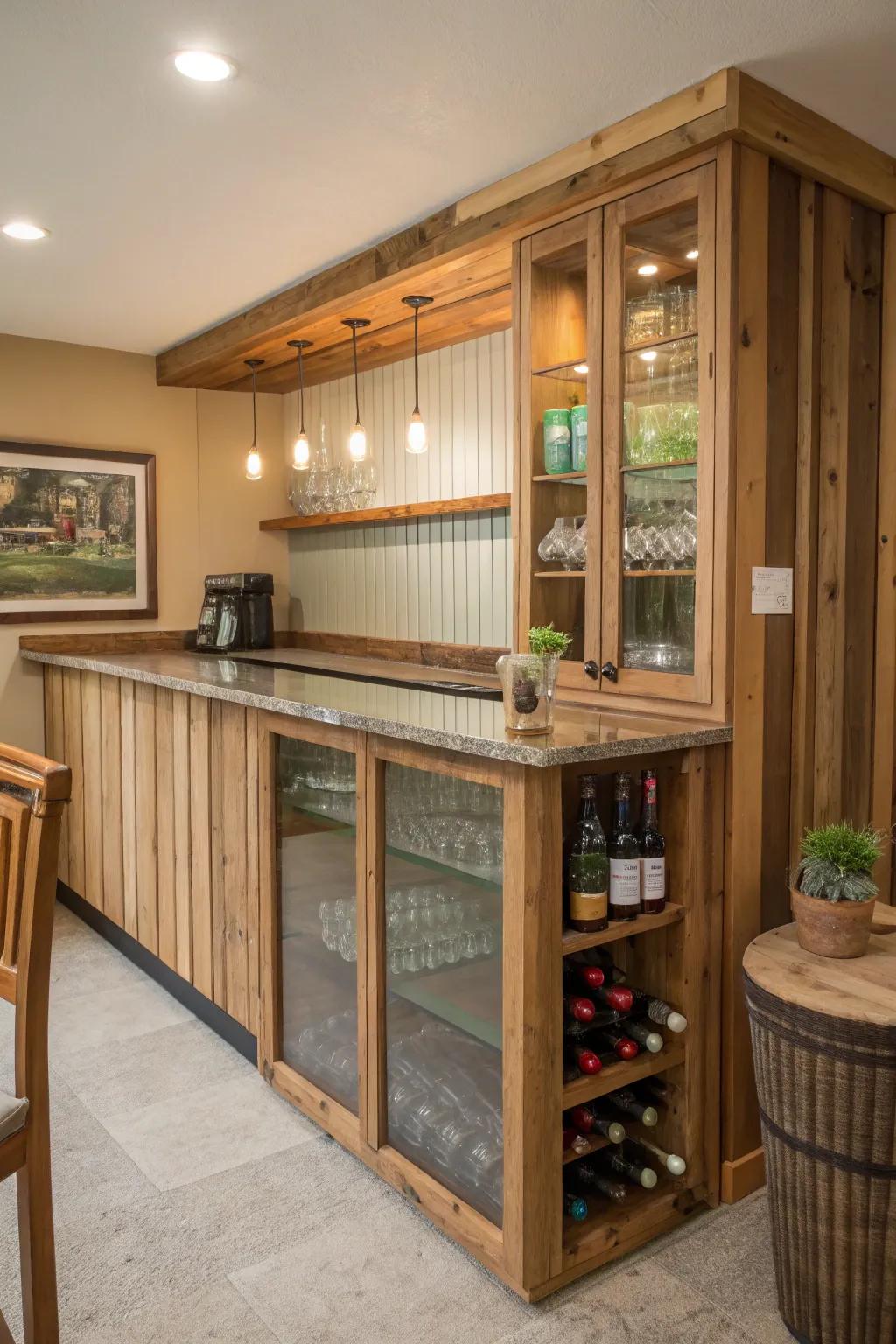 Eco-friendly materials incorporate sustainability and a unique story to your bar.