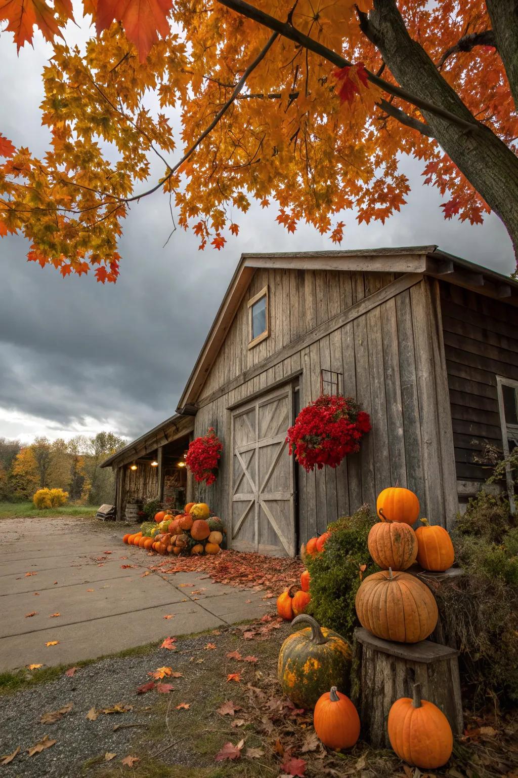 Seasonal elements give barns a happy flair.