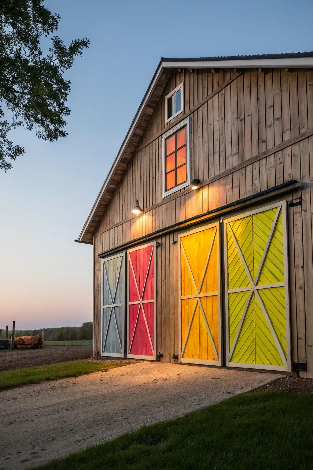 Unique barn doors add a distinctive touch to any barn.
