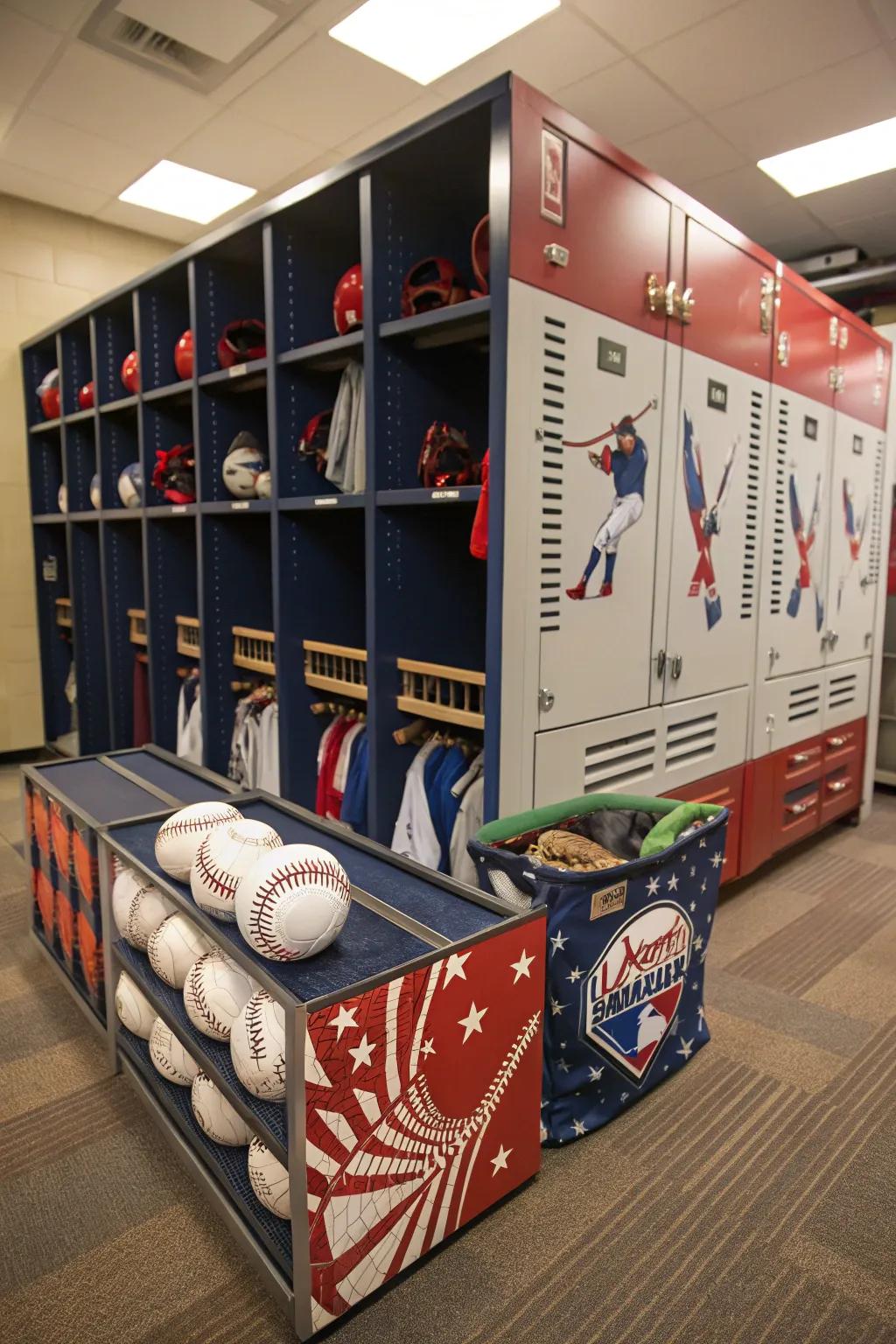 Stay organized with baseball-themed storage solutions.