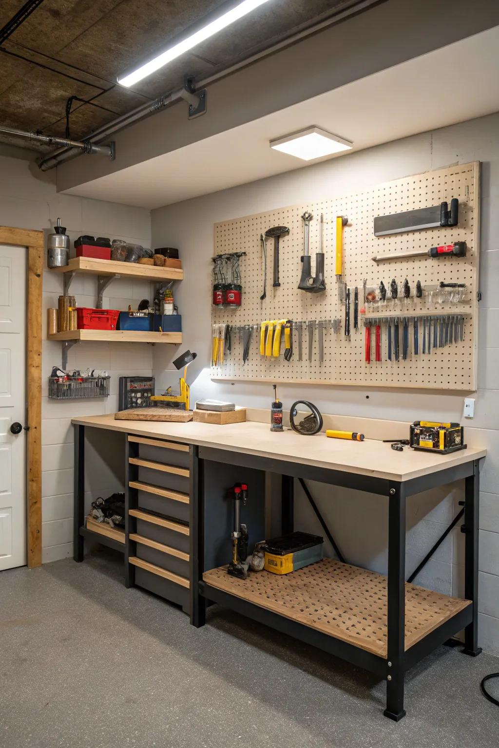 A dedicated workshop sector fosters productivity and arrangement.