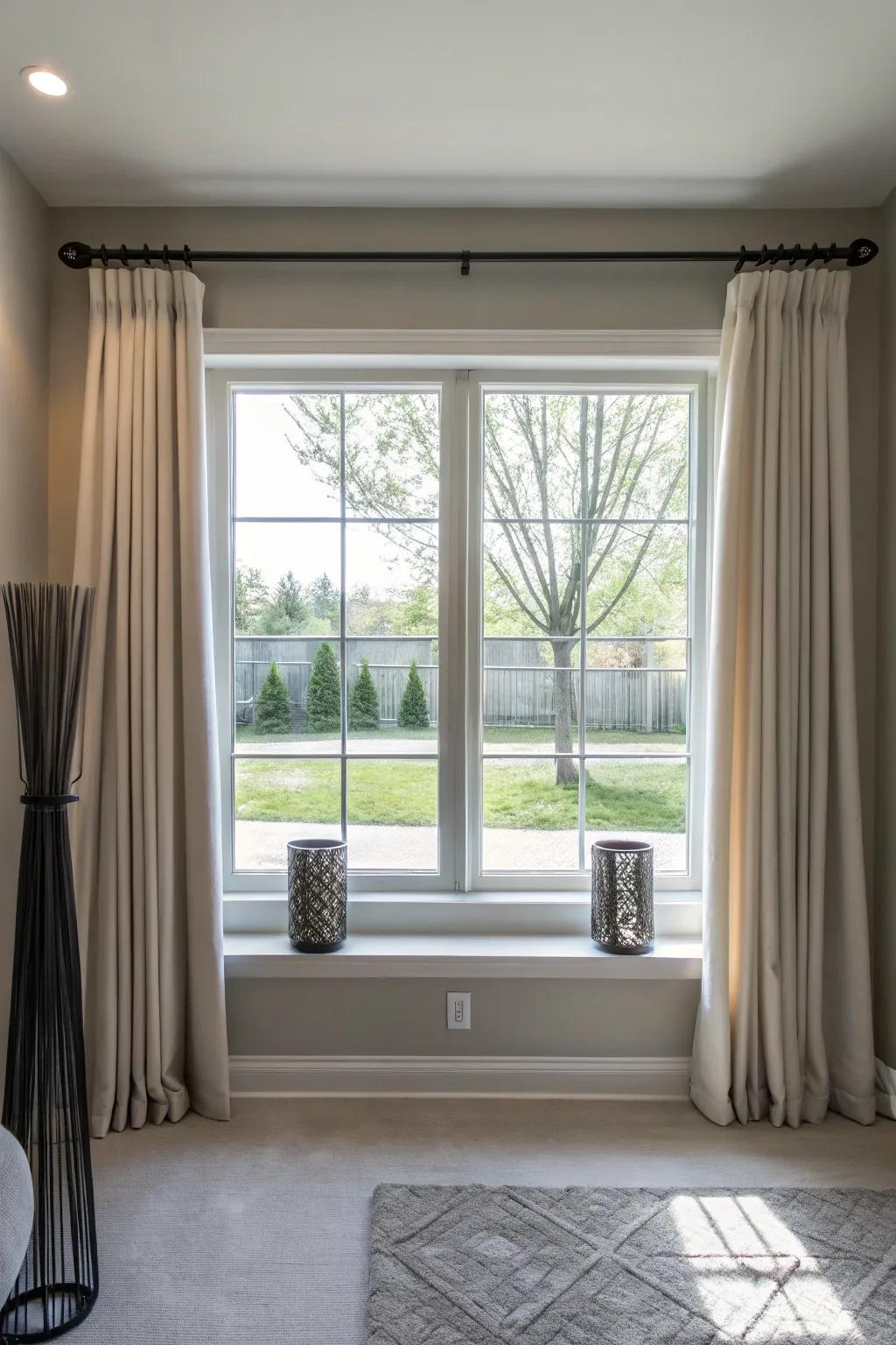 Understated rods keep the focus on your drapes.
