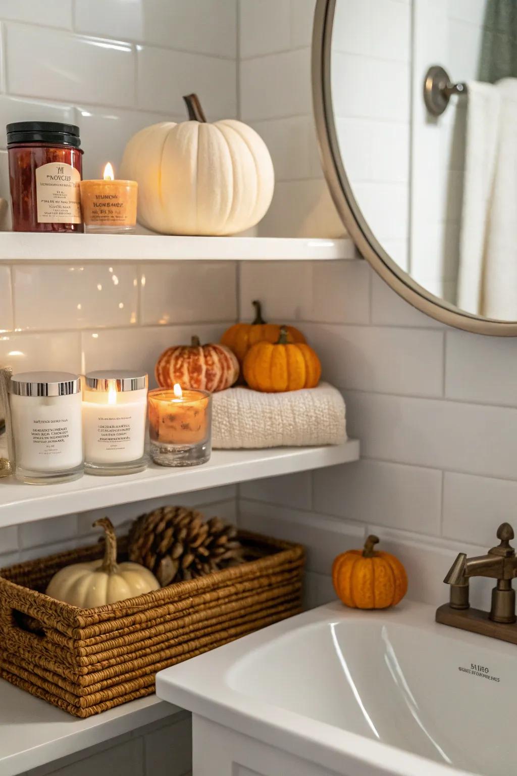 Seasonal decor retains your restroom vibrant and current.