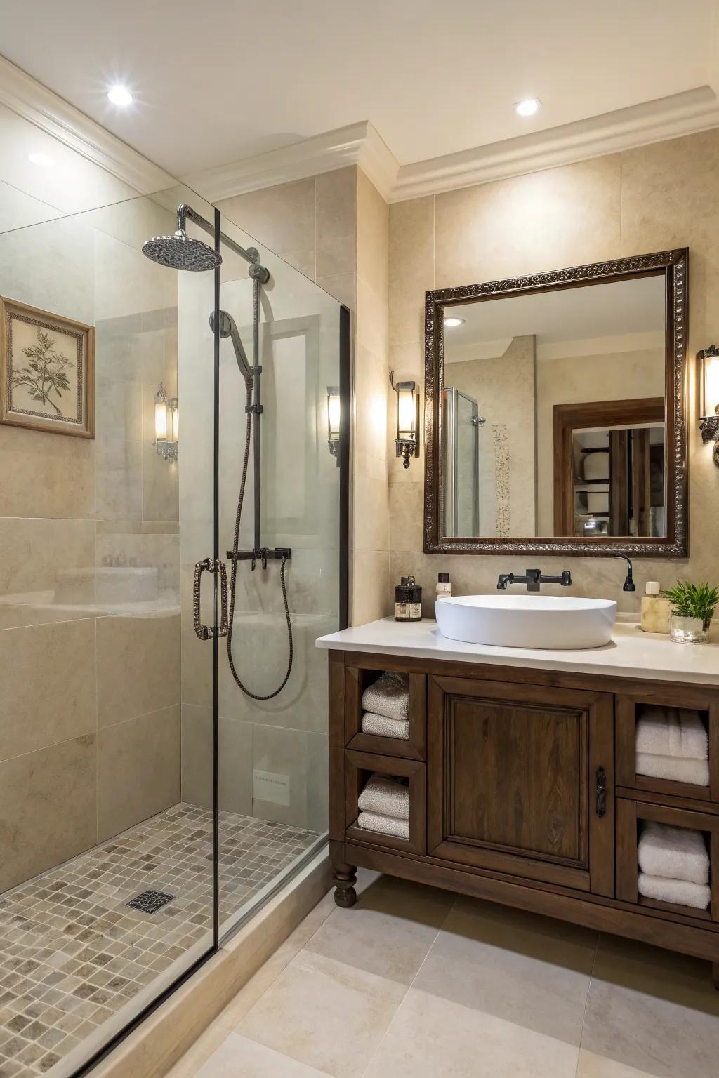 Blending mirrors can create a seamless, integrated look.