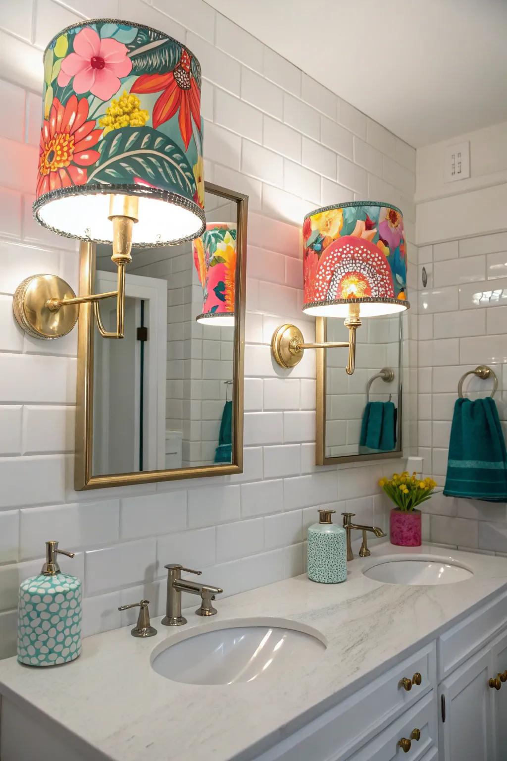 Vibrant sconce overlays inject character and life.