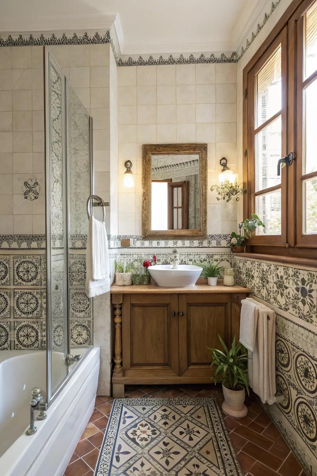 Classic trims add charm and character to bathroom spaces.