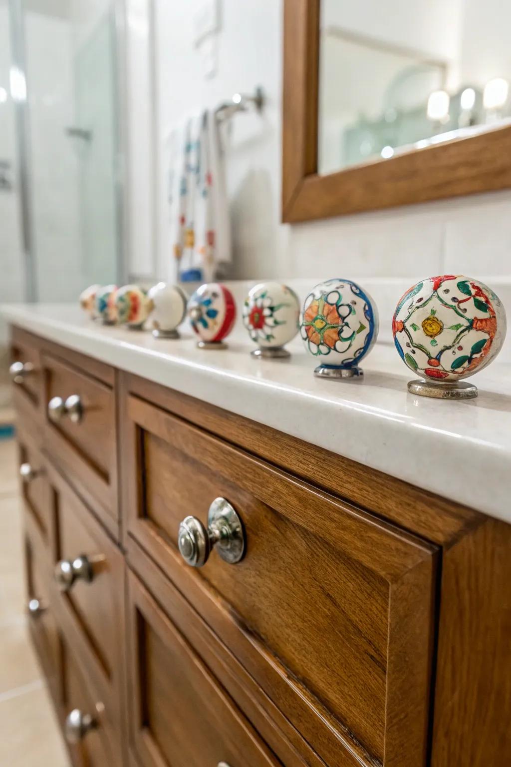 Earthenware buttons showcase ageless style and personalization.