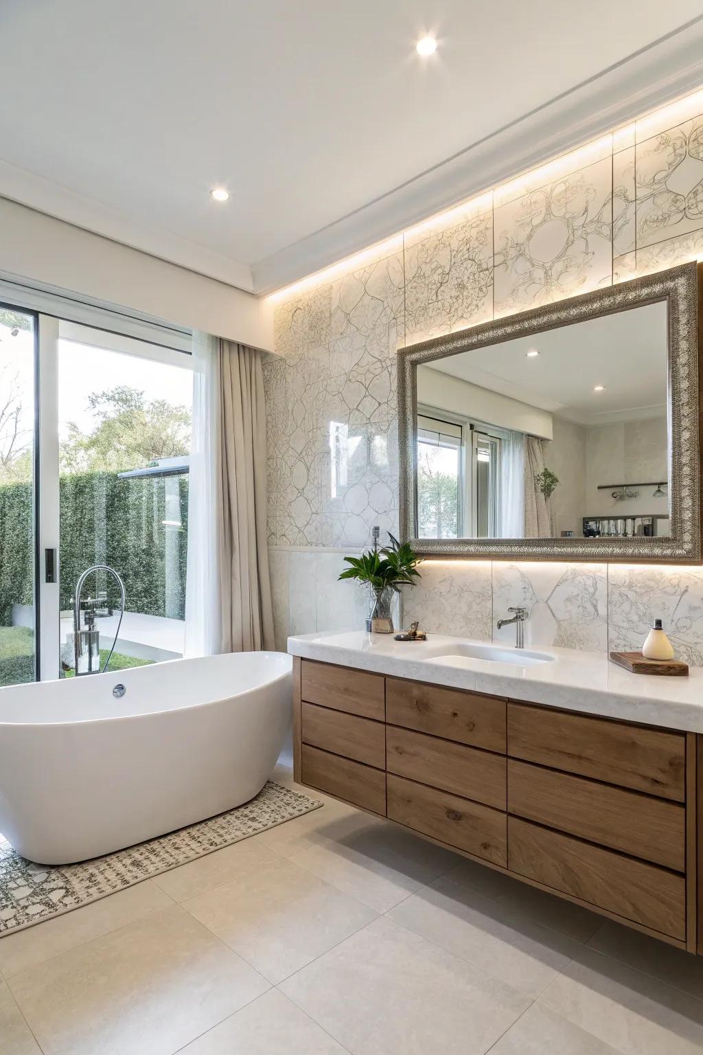 Wall hung vanities give a streamlined, space-maximizing design.