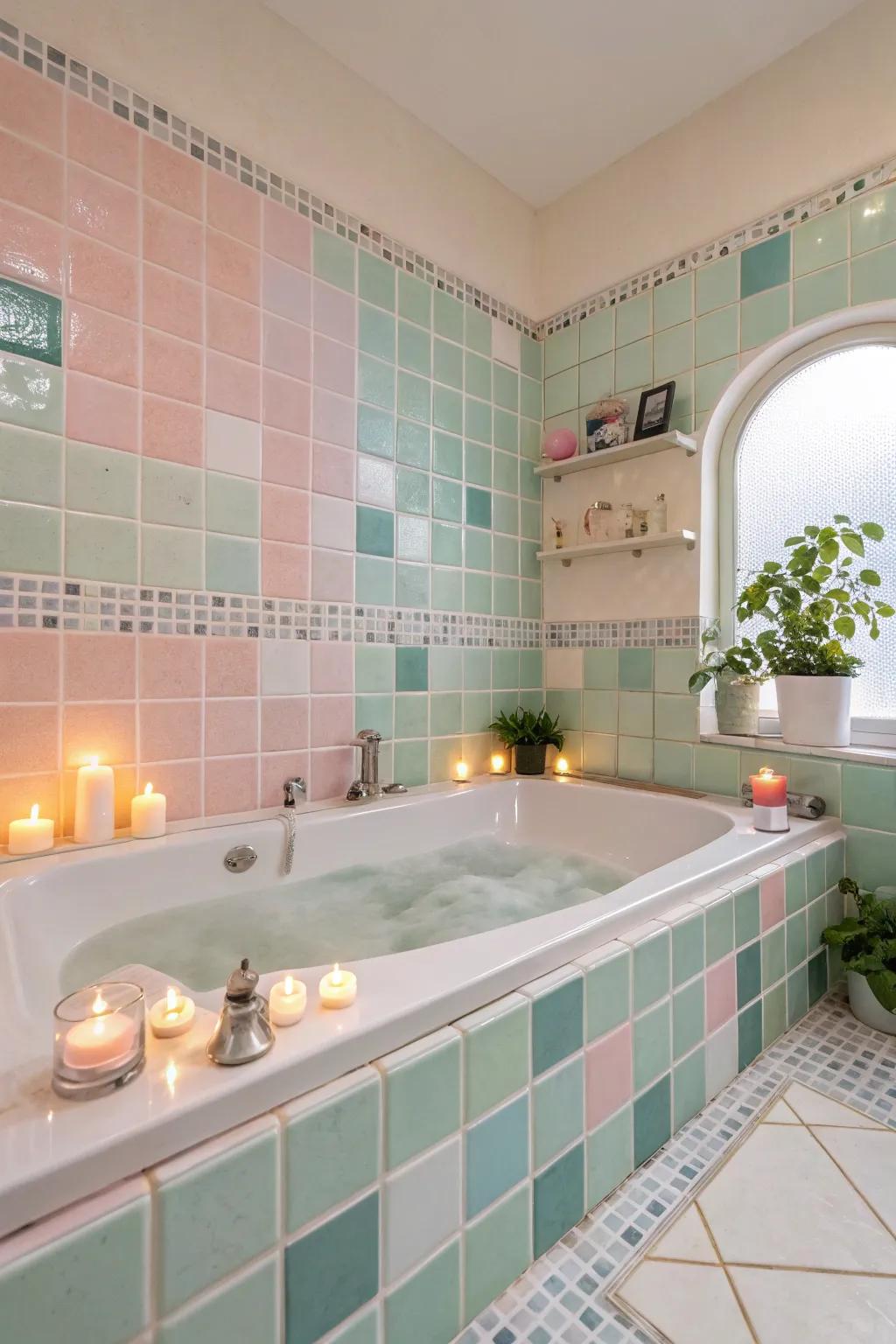 Peaceful retreat with serene pastel tiles