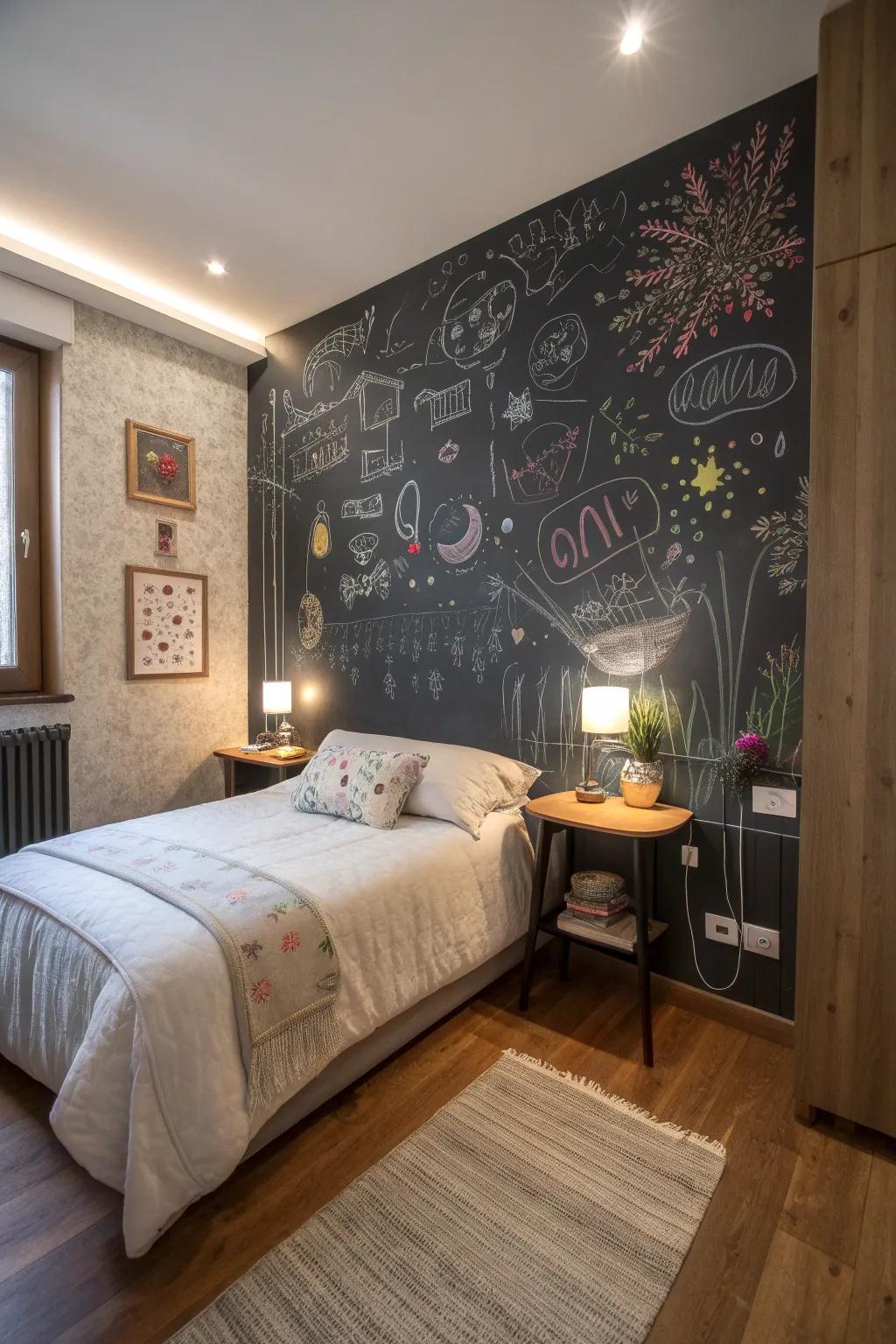 Chalkboard walls inspire creativity.