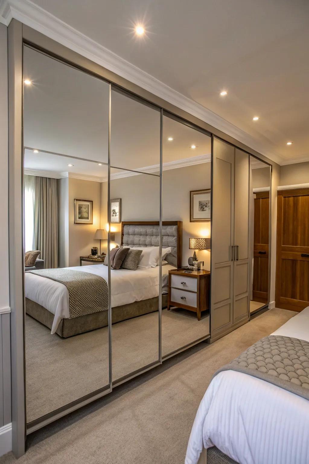 Mirrors heighten the sense of area.