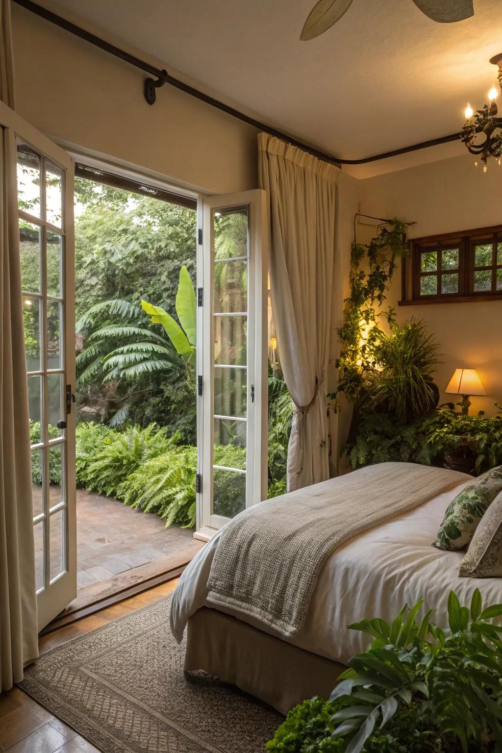 Plant features create a natural transition between bedroom and garden.