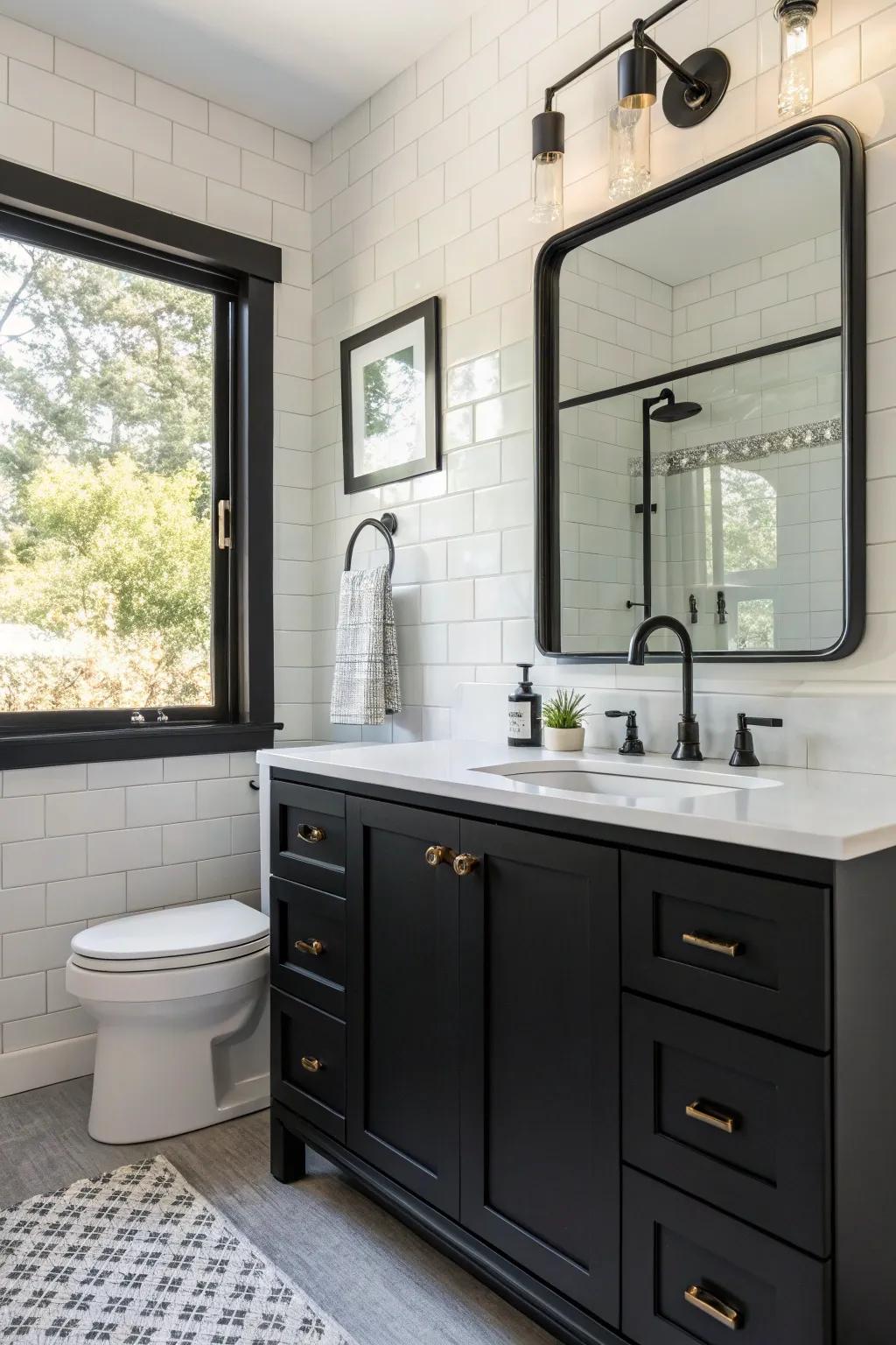 Dark accents add elegance without dominating the space.