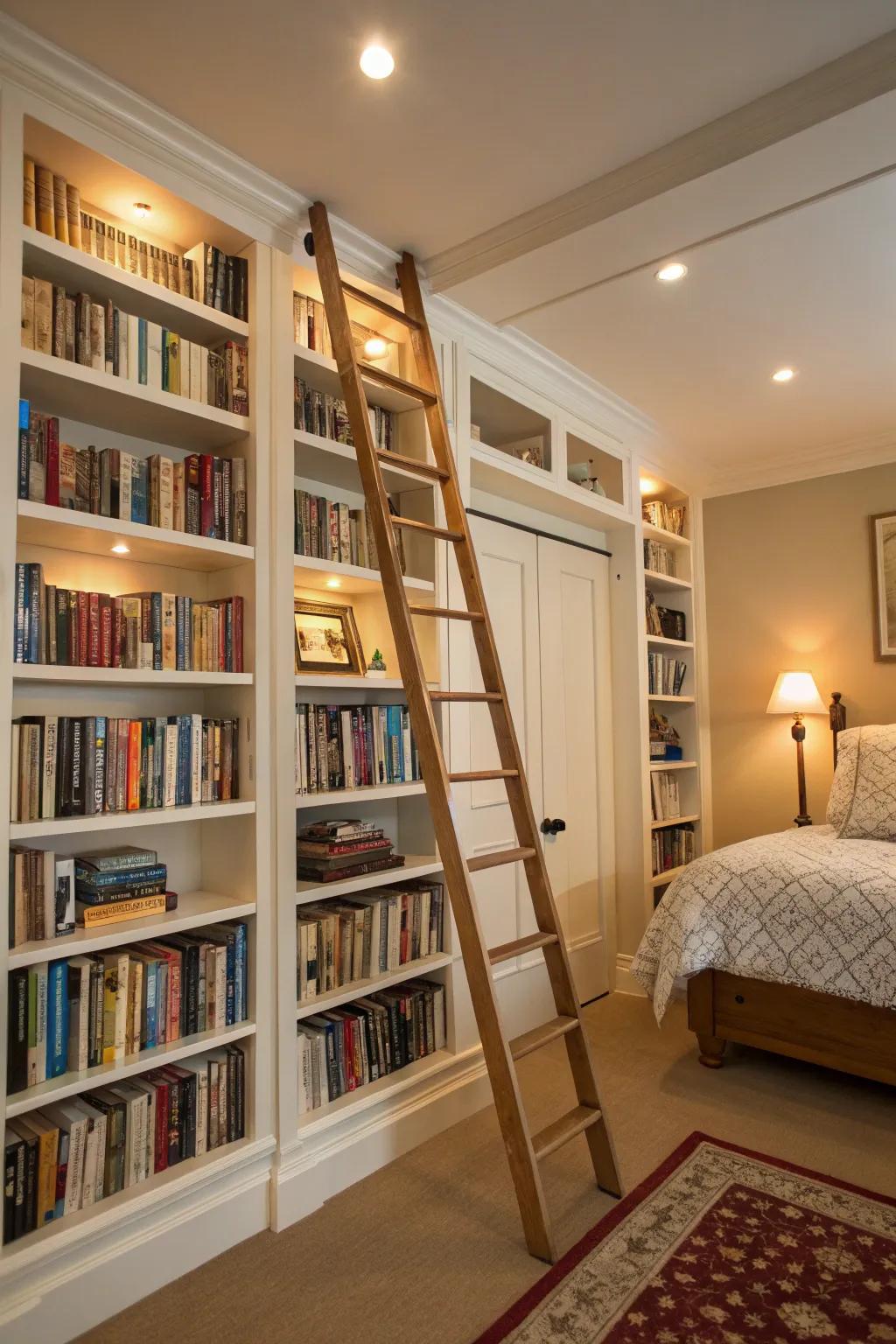A touch of classic charm with a rolling library ladder.