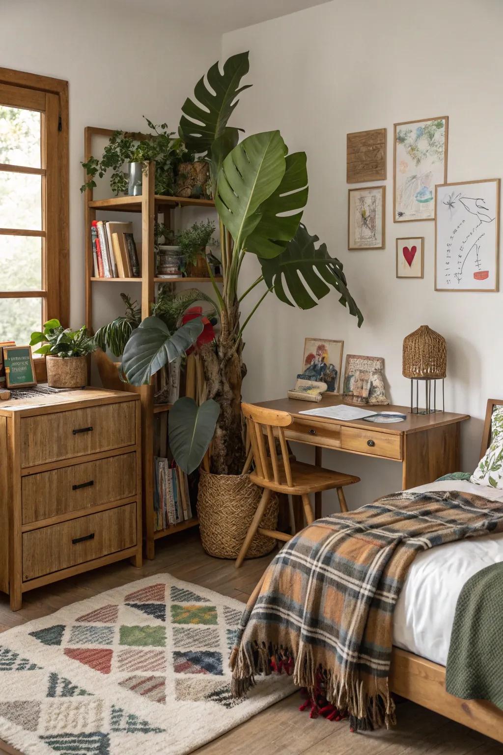 Nature makes the room peaceful.