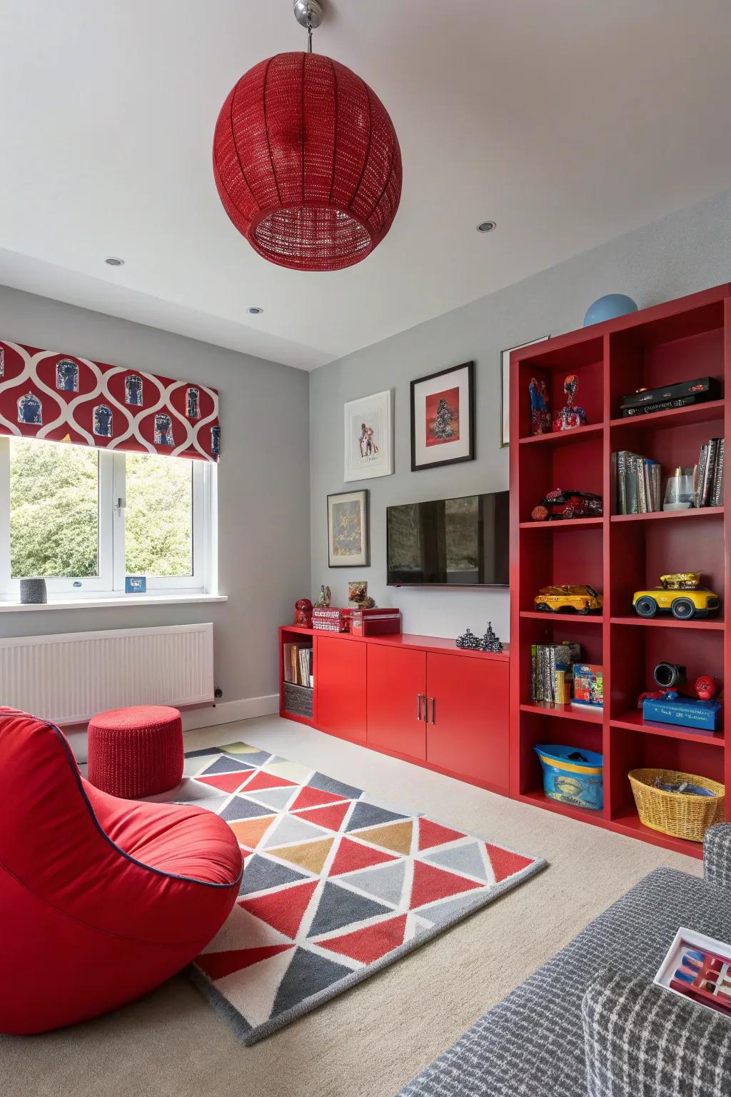 Scarlet embellishments infuse instant character and dynamism.