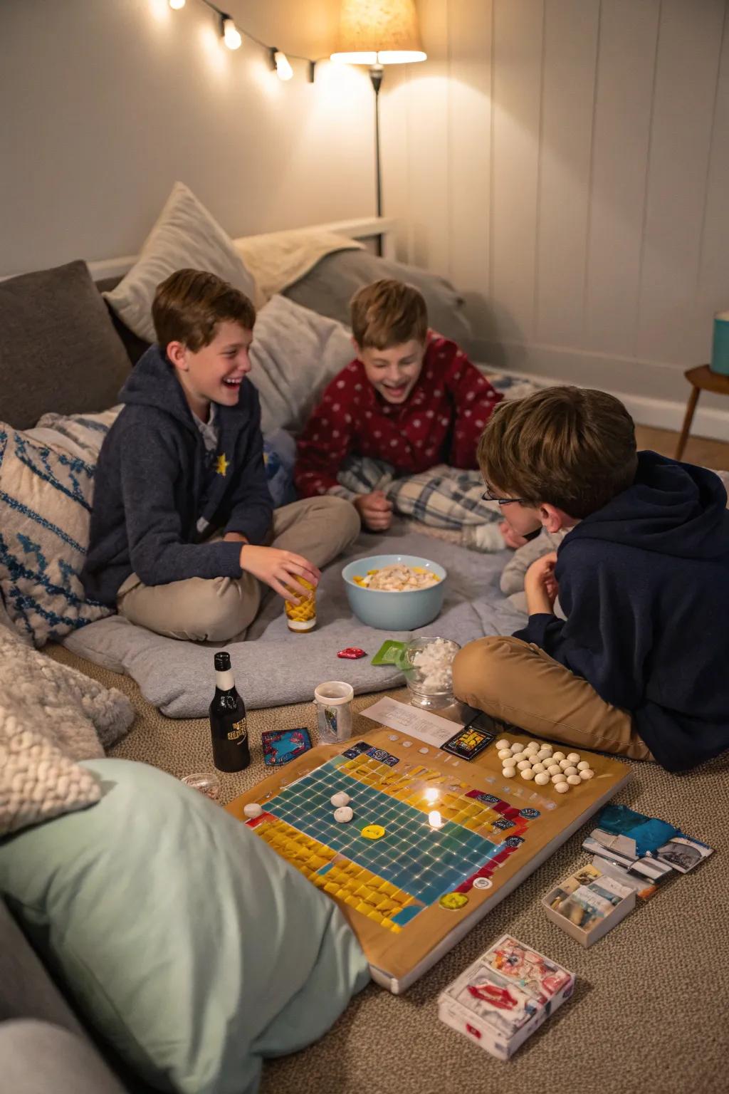 The evening is made more competitive and friendly with a board game marathon.