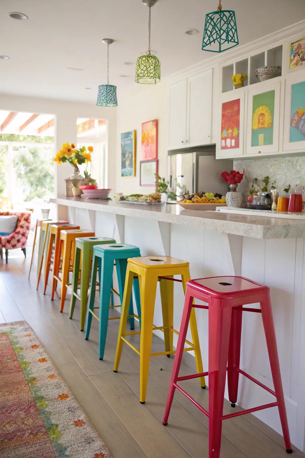 A vibrant breakfast bar featuring splashes of vibrant colors.