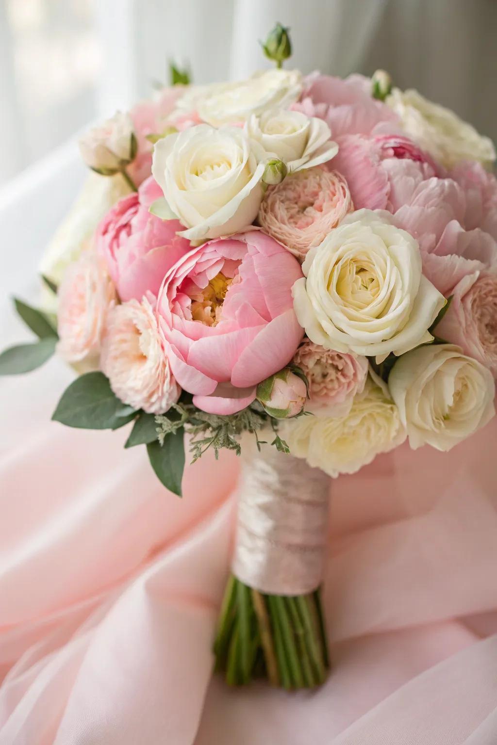 A delicate and romantic blush bouquet for the blushing bride.