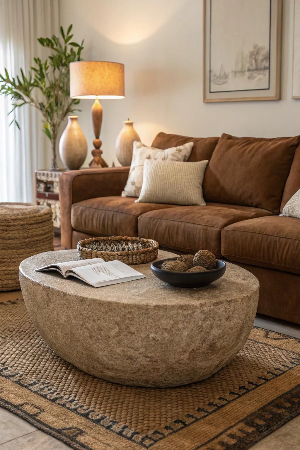 Stone features bring contrast and a tangible highlight to the design.