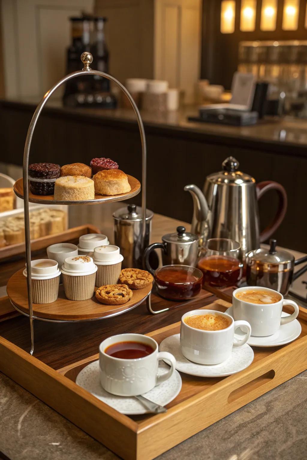 A skilled coffee and tea alcove for enriching your brunch.
