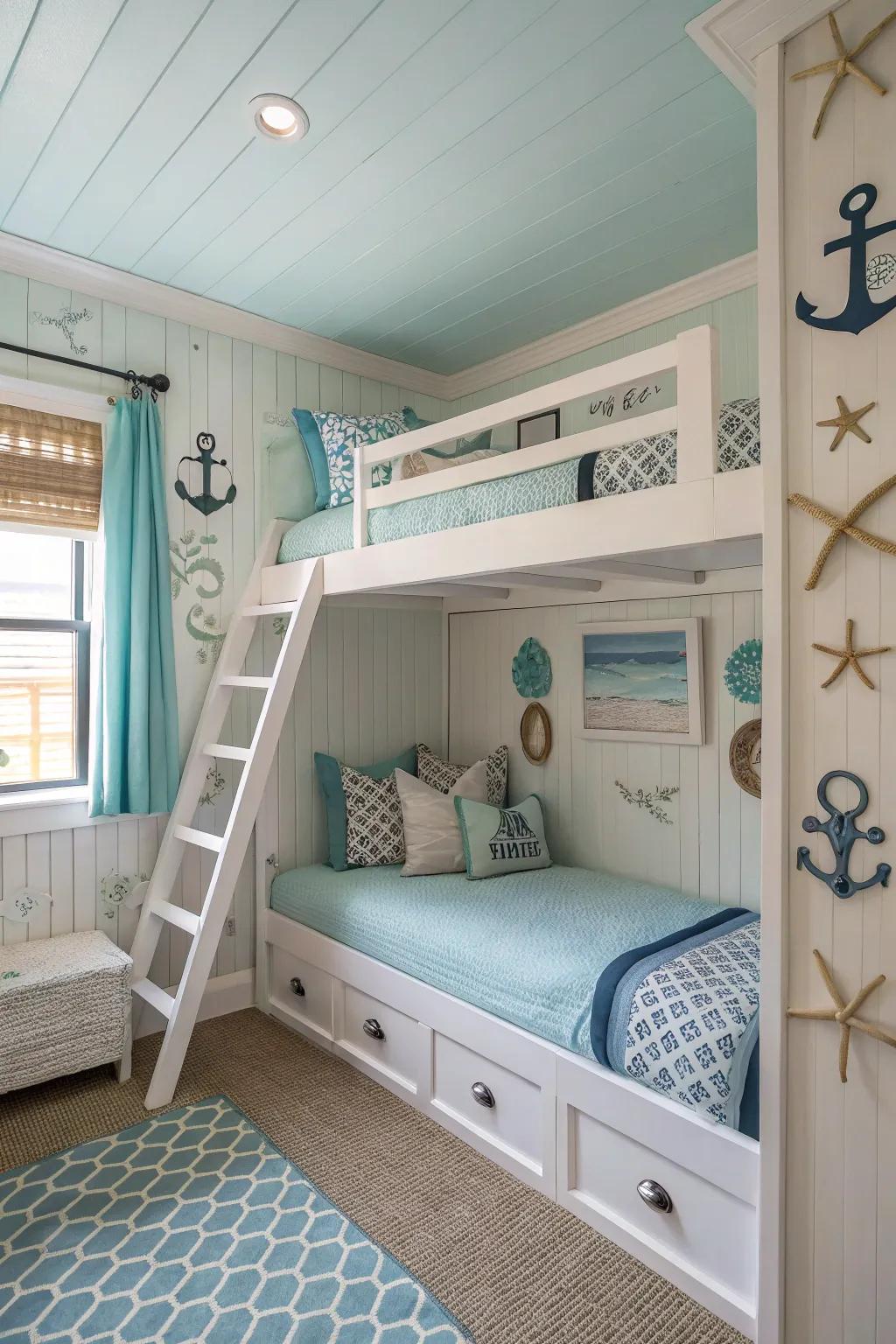 Creating a beach setting with coastal tones.