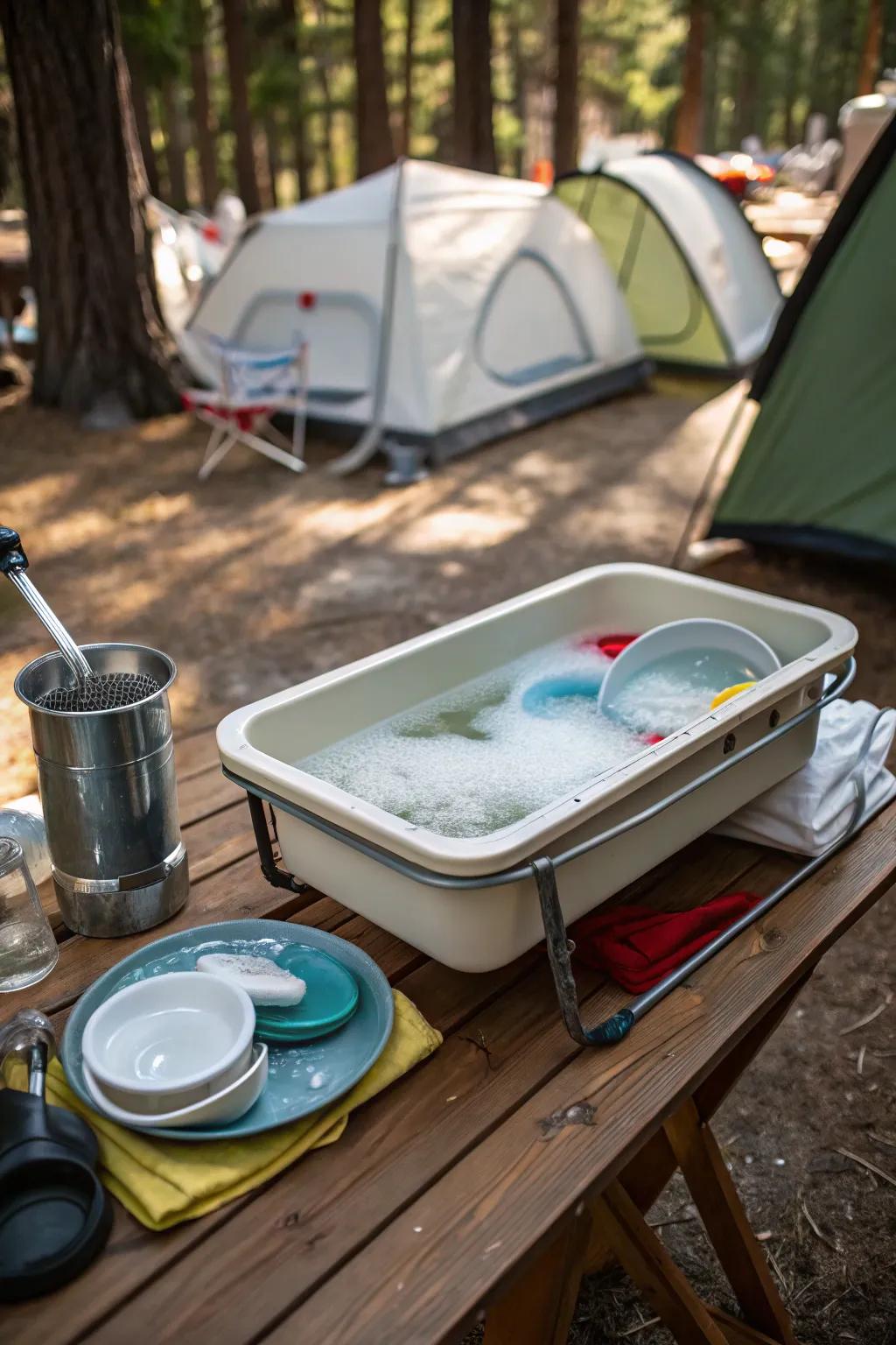 Keep your camp kitchen tidy with a collapsible sink.