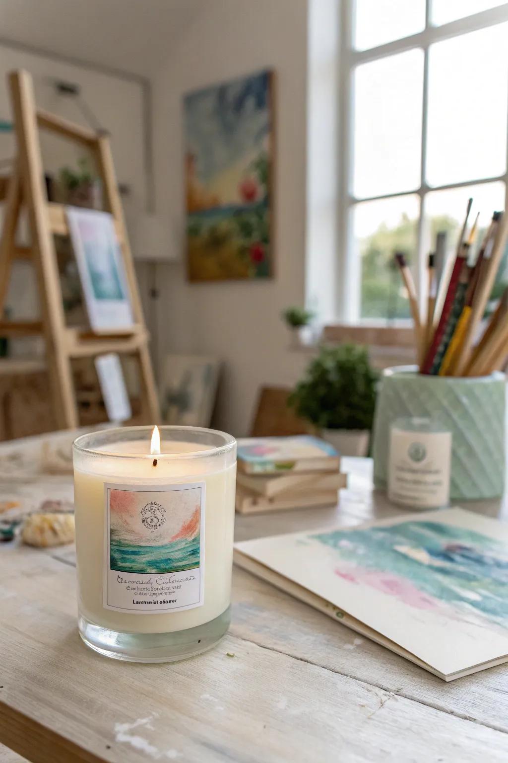 Watercolor candle labels that infuse a tender, artistic nuance.