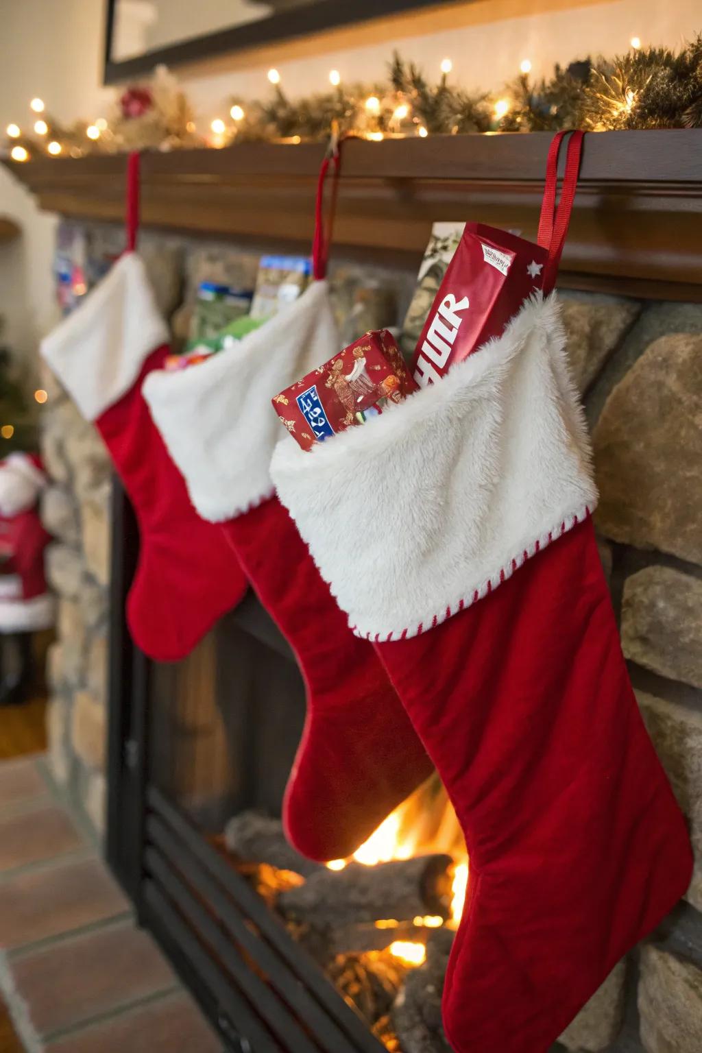 Sweets functioning as delightful stocking fillers for a palatable Yuletide surprise.