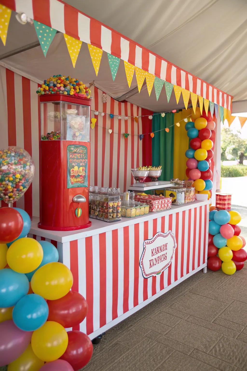 A carnival-themed candy bar that brings the excitement of the fair to life.