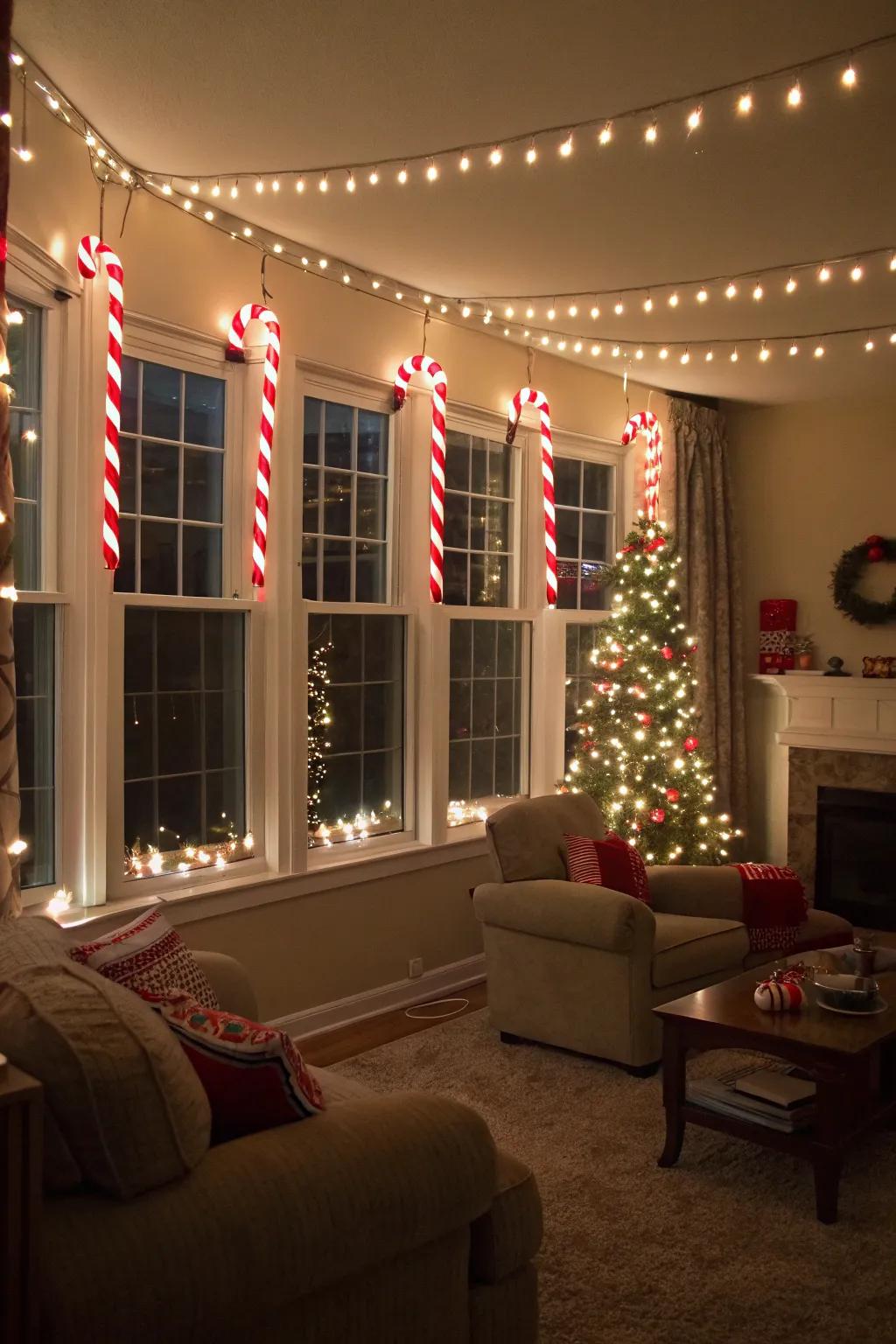 Illuminate your party with candy cane string lights.