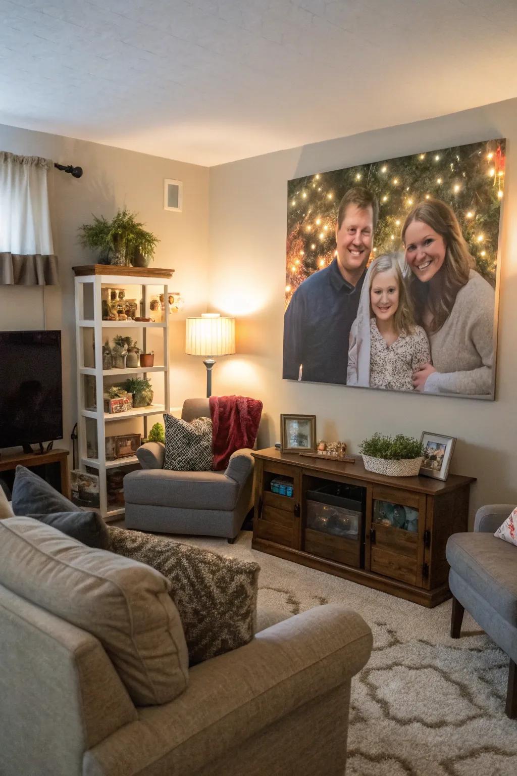 Family portraits add a personal touch.