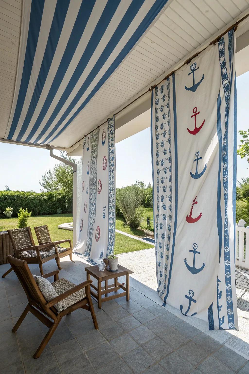 Maritime-themed textile overlays spark a seaside escape.