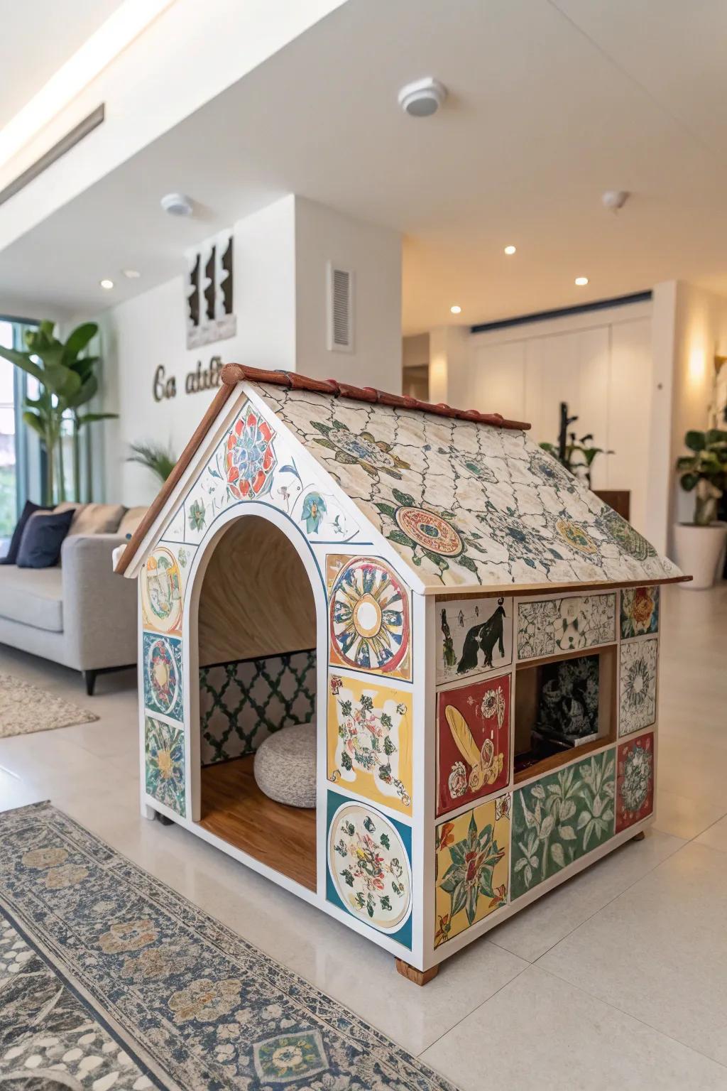 Highlight your dog kennel with artistic touches.