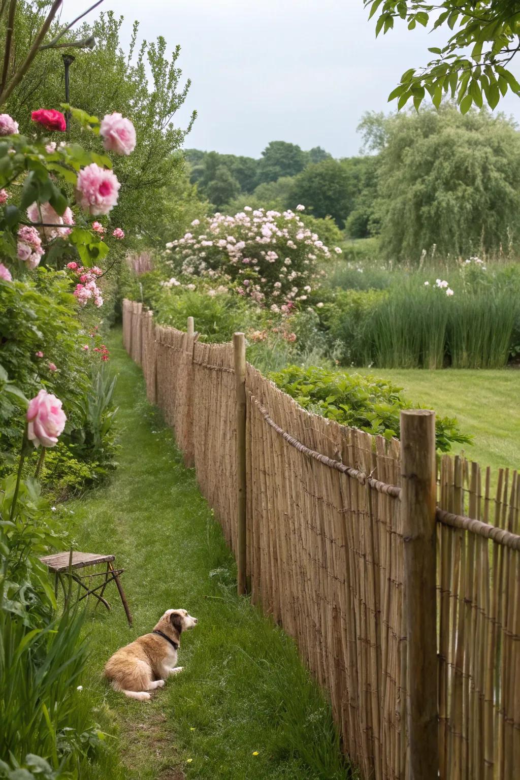 Reed fencing is a swift and featherweight solution for brief dog containment.