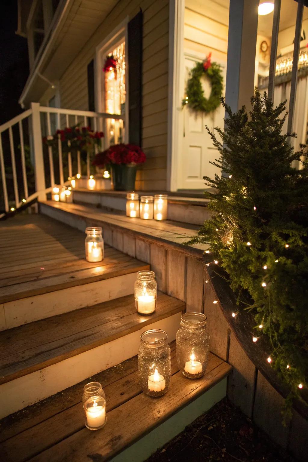 Jar lights offer a cozy, inviting glow.