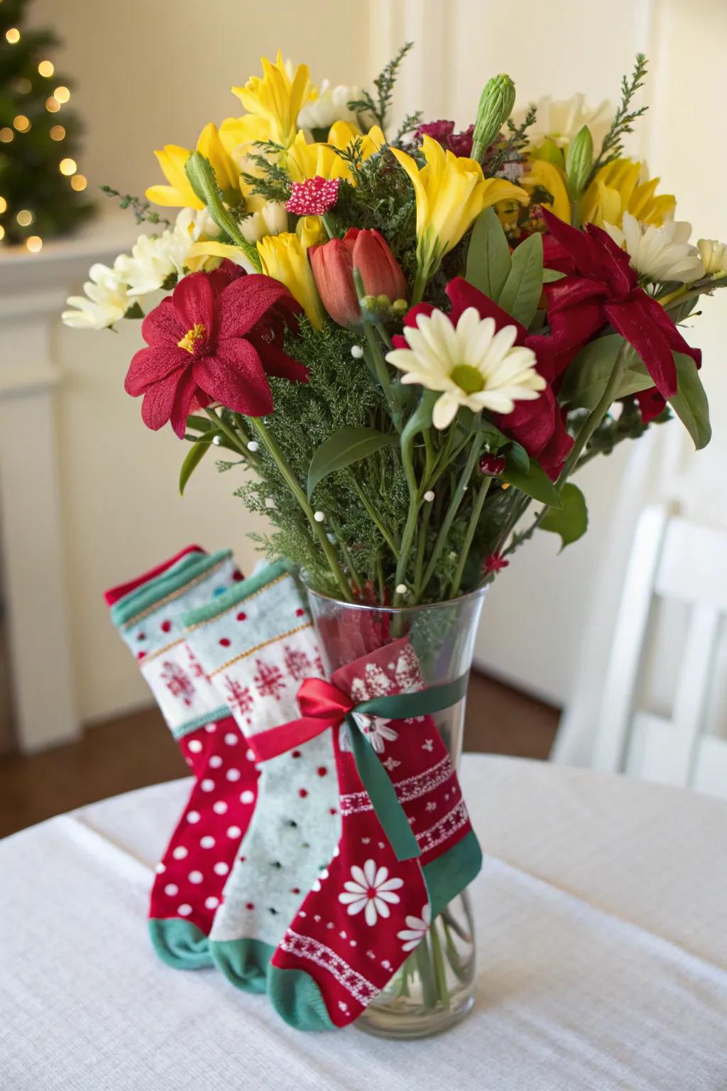 A sock bouquet is a creative and unique gift idea.