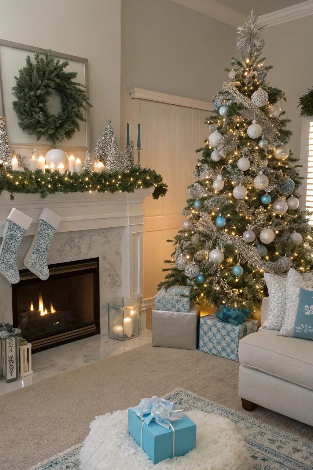 Frigid getaway with winter wonderland decor.